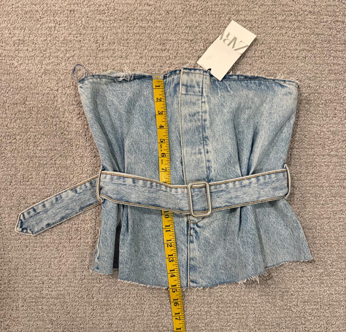 TRF STRAPLESS DENIM TOP - Image 4