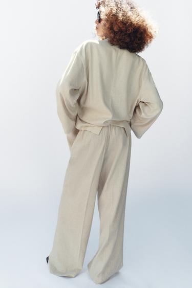 PANTALON DROIT LIN - Beige clair de Zara - Image 6