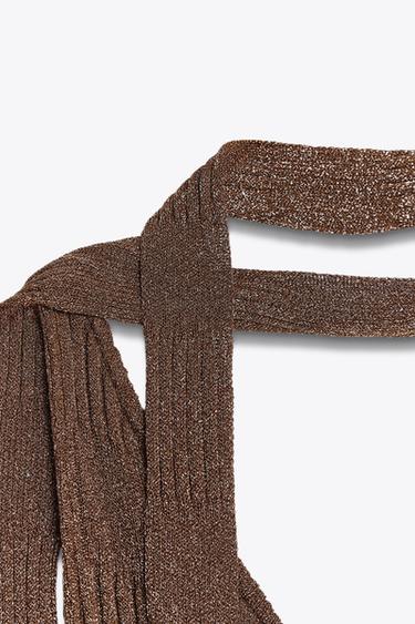 ASYMMETRIC FOULARD MIDI DRESS - Chocolate by Zara - Image 8