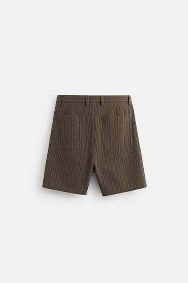 BERMUDA REGULAR FIT RAYURES - Marron de Zara - Image 7