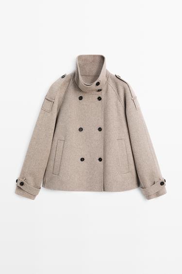 Zara Cropped button detail trench coat - Brown - Image 0