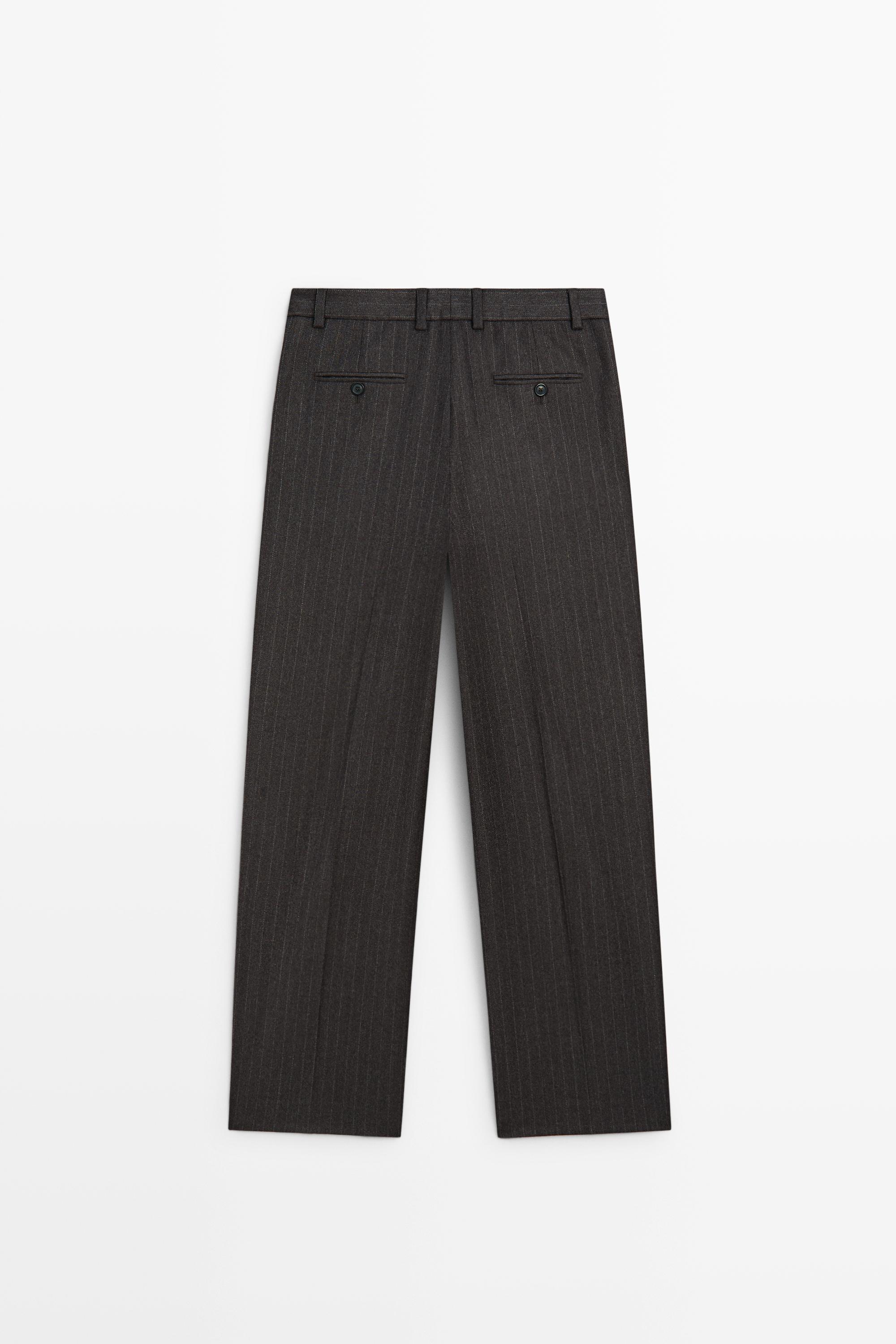 Darted pinstripe suit pants - Tortoise shell | ZARA United States