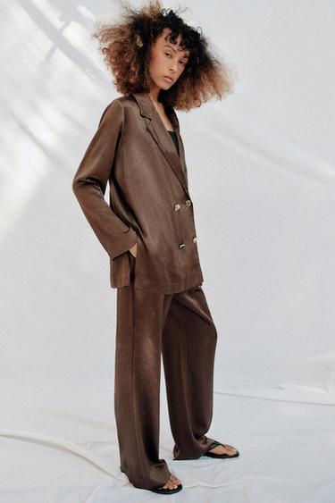 PANTALÓN FLUIDO EFECTO ARRUGADO - Marrón de Zara