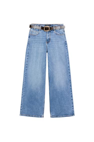 Z.10 CULOTTES HIGH-WAIST JEANS WITH BELT - Mid-blue by Zara