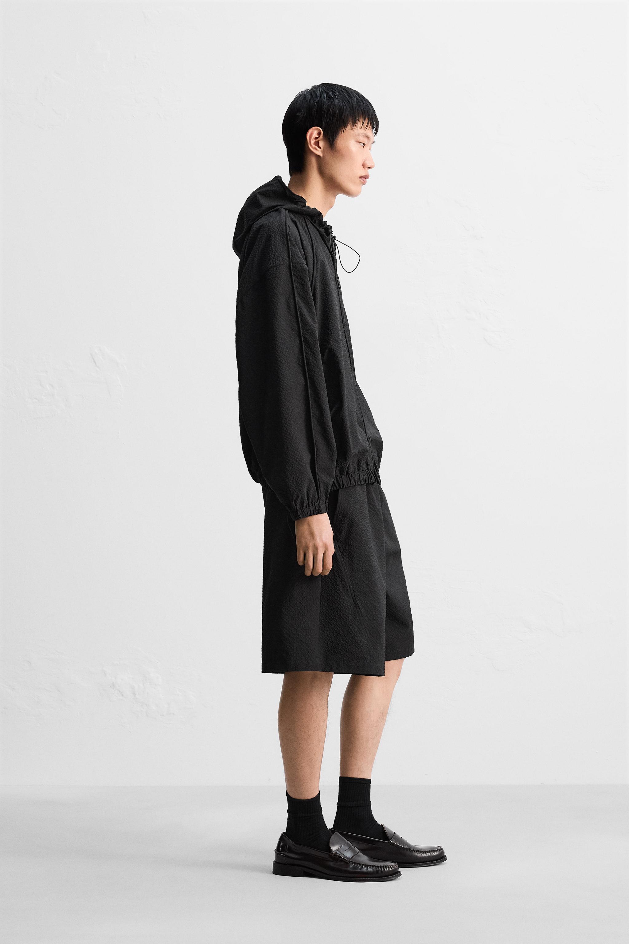 シアサッカーフード付きジャケット - ブラック | ZARA Japan / 日本