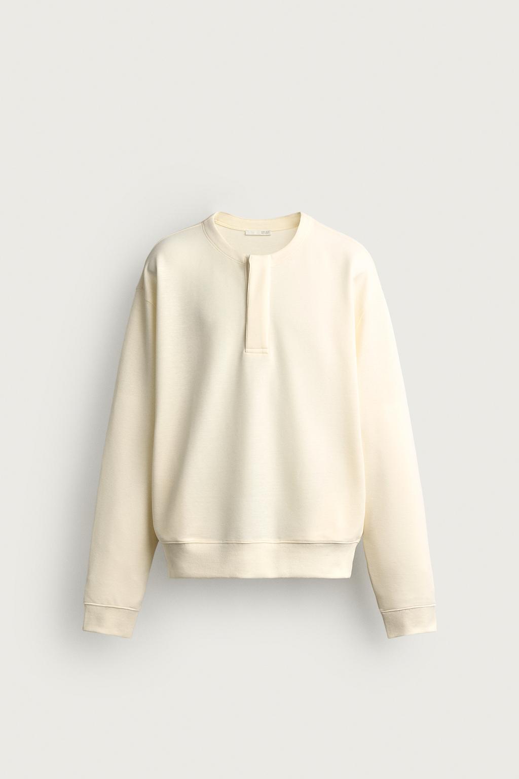 RELAXED FIT HENLEY SWEATSHIRT