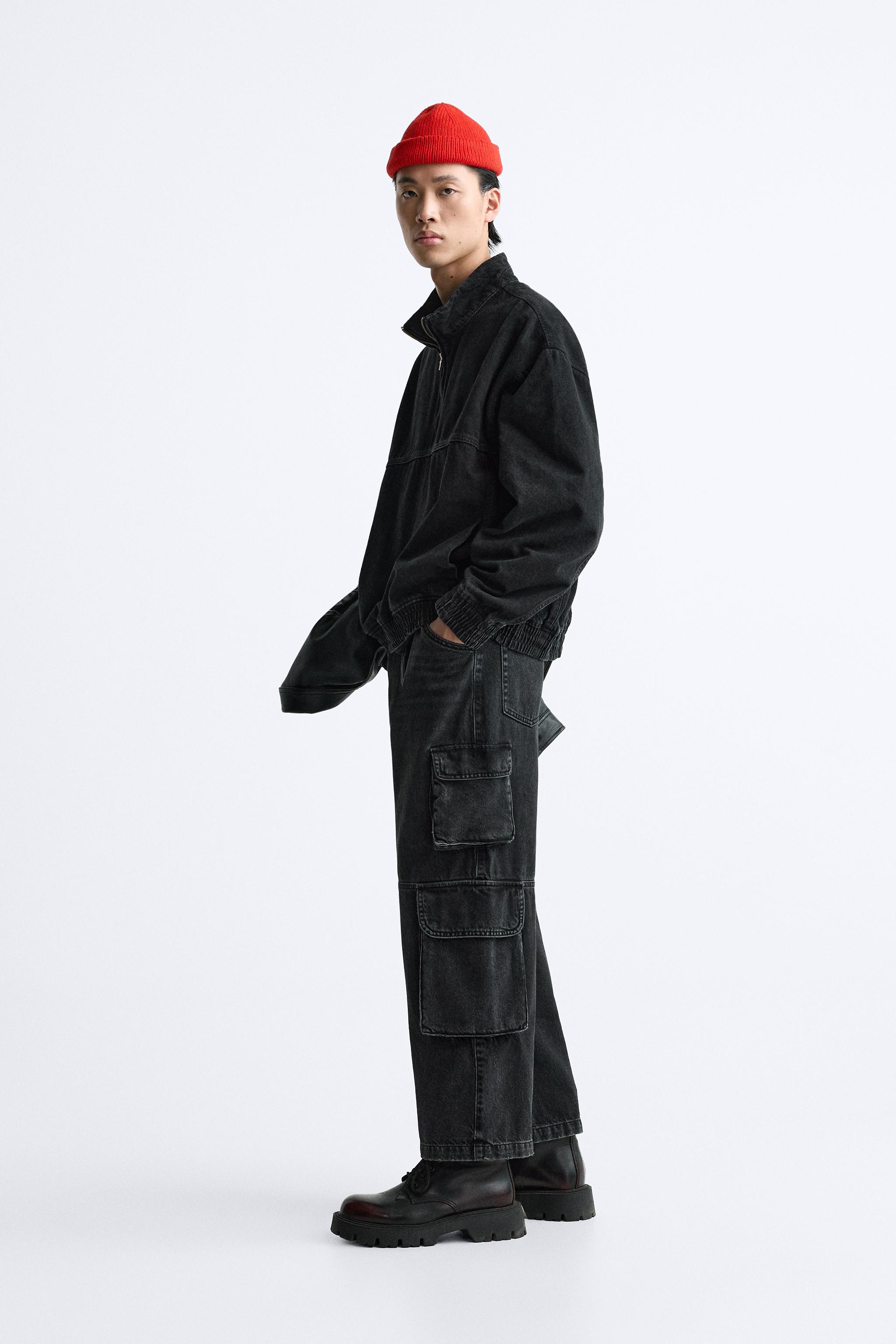 ジッパーネック デニム スウェットシャツ - ブラック | ZARA Japan / 日本