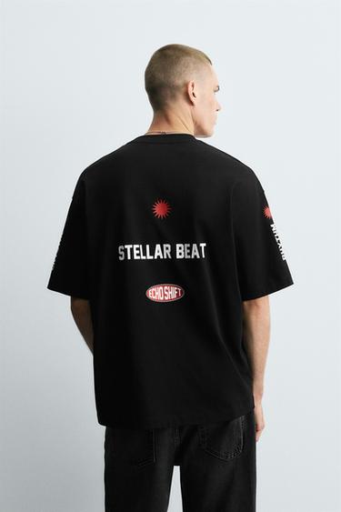 T-SHIRT WITH CONTRAST GRAPHICS - Black by Zara - Image 2