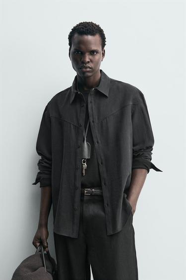 SPLÝVAVÁ WESTERN KOŠILE - Černá od Zara