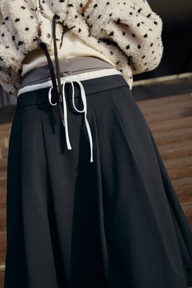 이중 허리 스커트 - Zara 네이비