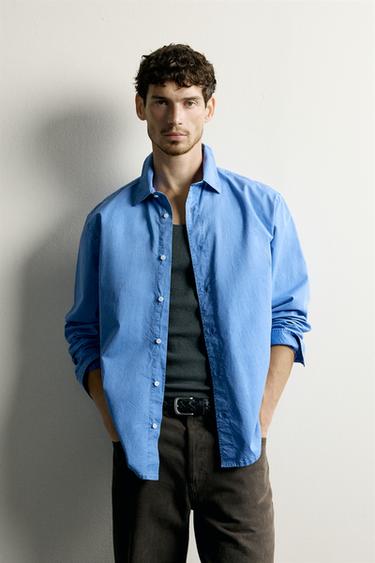 CHEMISE DÉLAVÉE COUPE DÉCONTRACTÉE - Bleu délavé de Zara