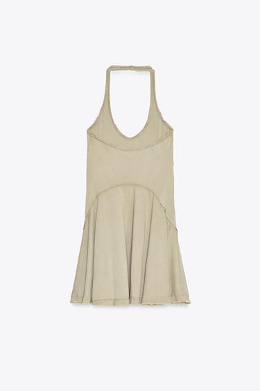 ROBE COURTE GODETS - Kaki clair de Zara - Image 6