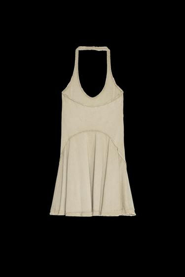 Zara SHORT GODET DRESS - Light khaki