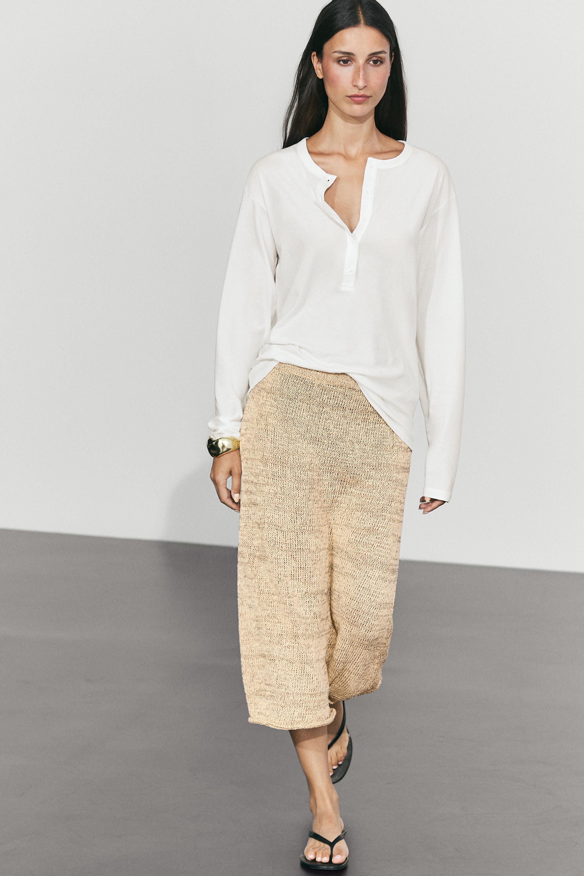 Marl cotton blend knit midi co-ord skirt