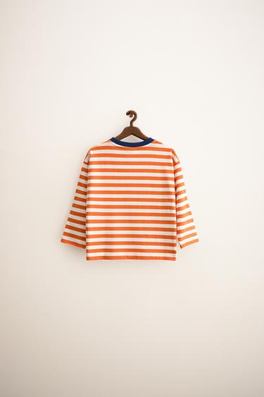 ZARA TIMELESS - STRIPED T-SHIRT WITH TRIM - Orange by Zara - Image 1