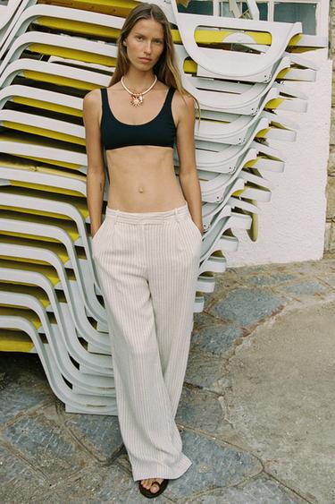 Zara STRIPED WIDE LEG PANTS - striped - Image 0