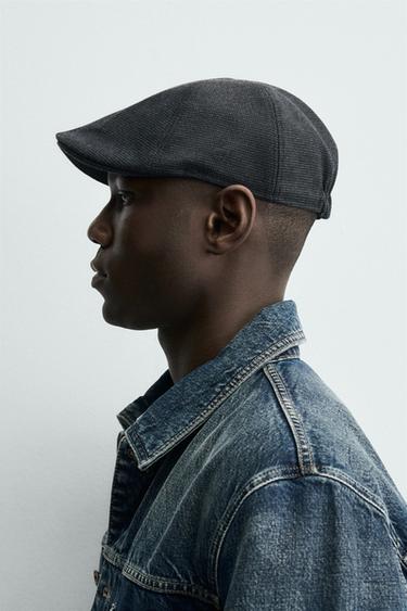 CHECK TEXTURED BERET - Blue by Zara - Image 1