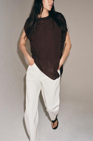 ASYMMETRIC KNIT JUMPER - Brown by Zara - Image 3