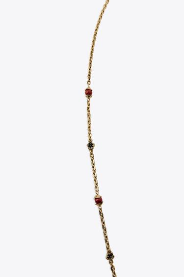 METAL NECKLACE WITH FLOWERS AND BOTTLE - Aged gold by Zara - Image 4