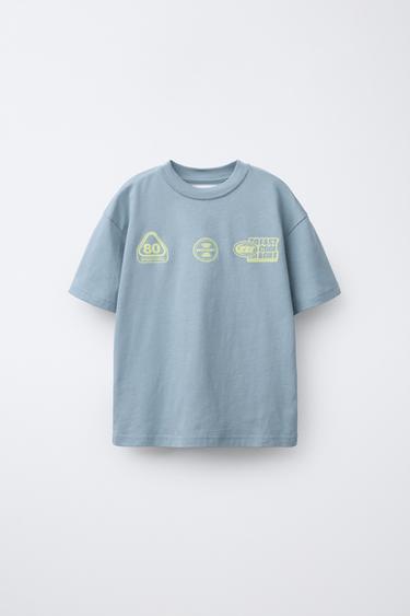 Zaras T-SHIRT MED TRYCK - Ljusblå - Bild 0