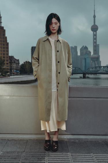 Zara 拼接長版洋裝 - 黃油色