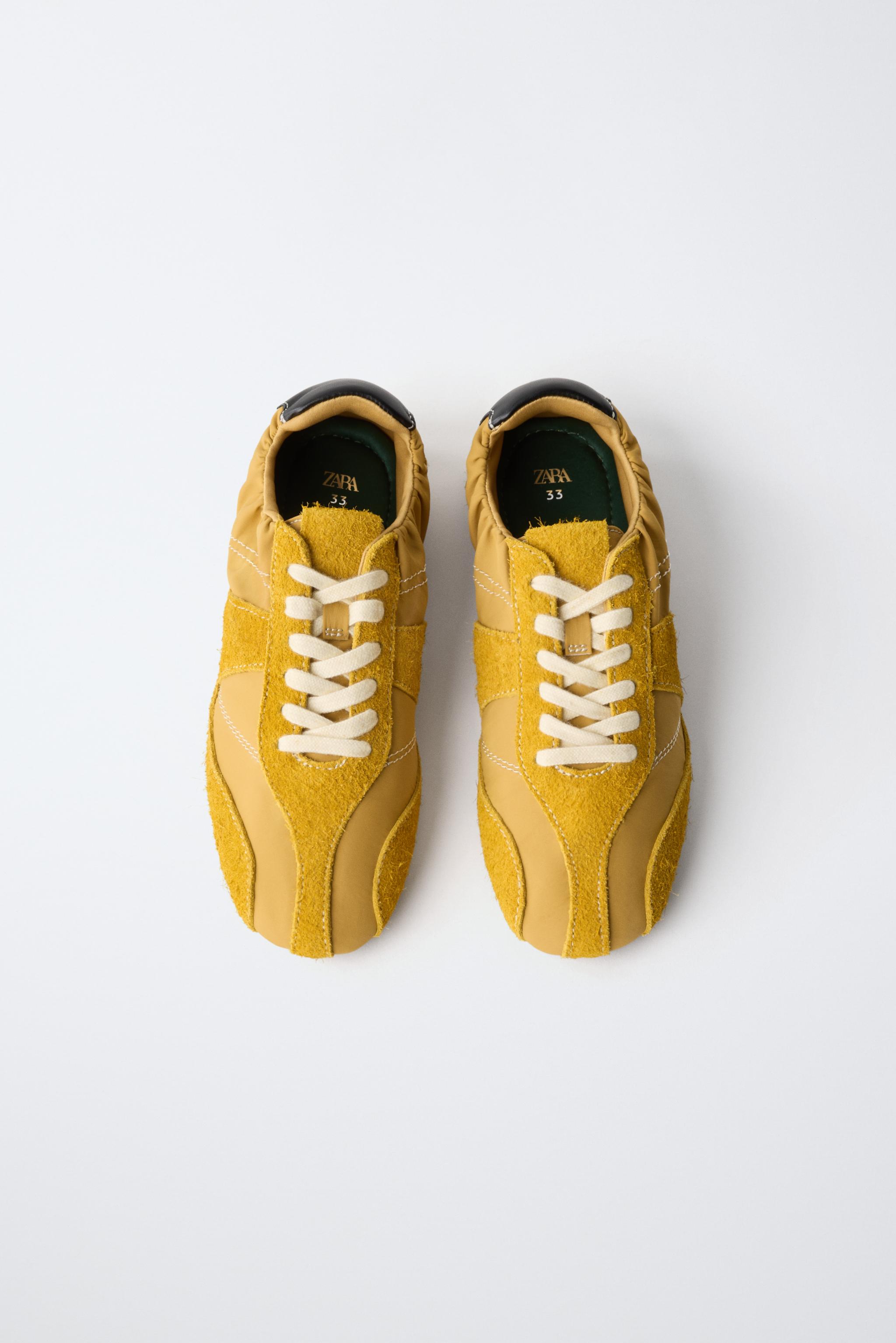 MIXED-MATERIAL LEATHER SNEAKERS