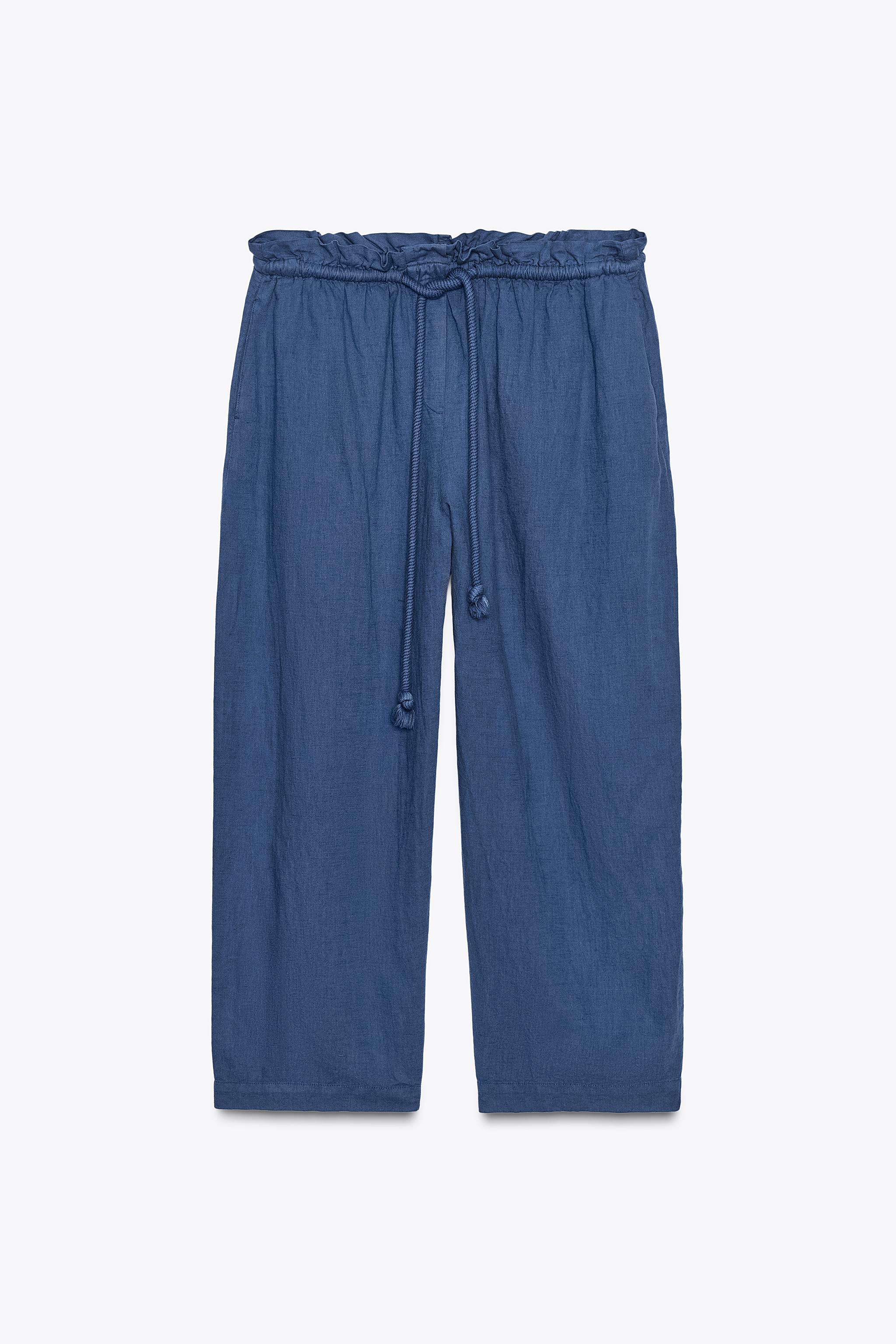 ZW COLLECTION LINEN PANTS - Indigo | ZARA United States