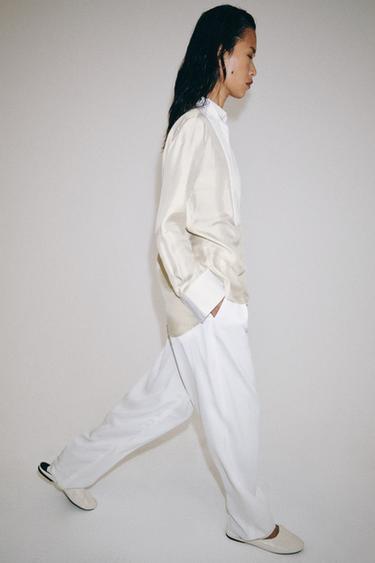 ZW COLLECTION 100% SILK BIB SHIRT - Mid-ecru by Zara - Image 3