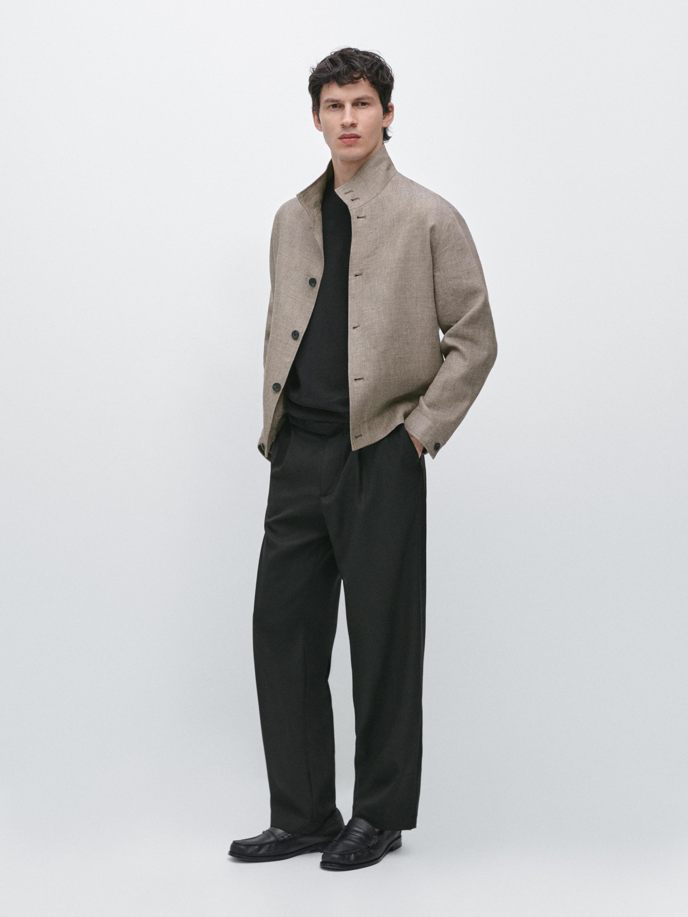 Relaxed fit wool trousers with dart detail