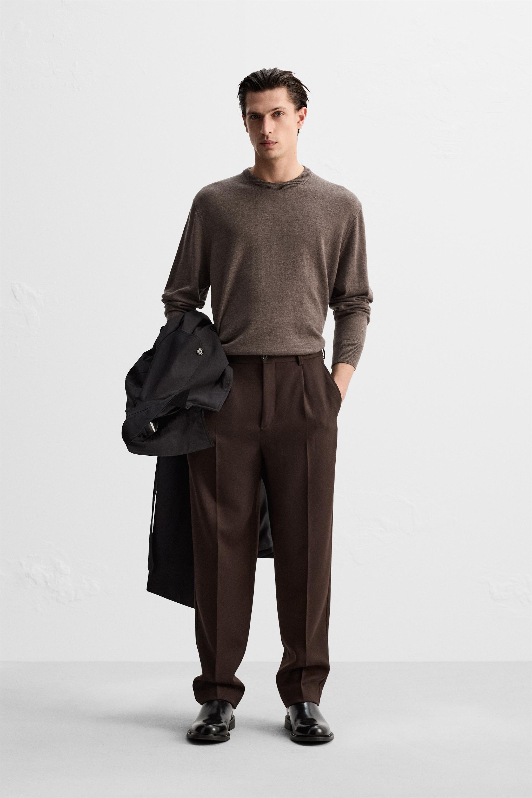 Brown trousers zara online