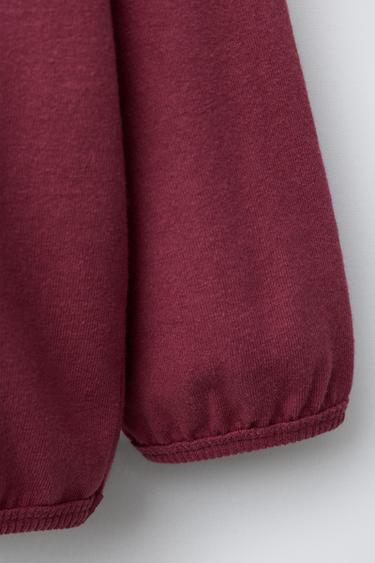 T-SHIRT BRODERIES CONTRASTE - Bordeaux de Zara - Image 3