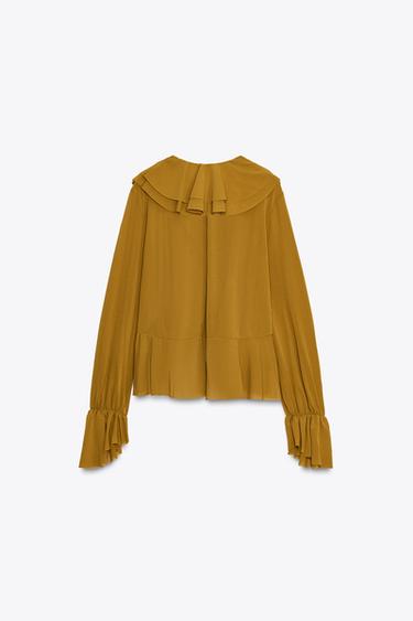 FLOWING RUFFLED TOP - Olive green by Zara - Image 6