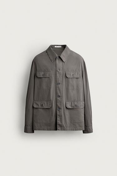 Zara LIGHTWEIGHT POCKET OVERSHIRT - Gray marl
