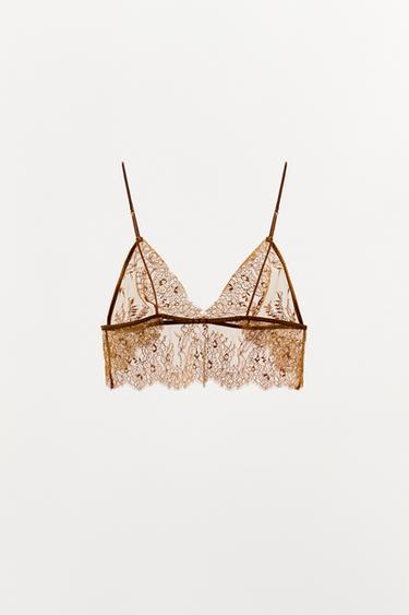 LACE TRIANGLE BRALETTE - Caramel by Zara - Image 3