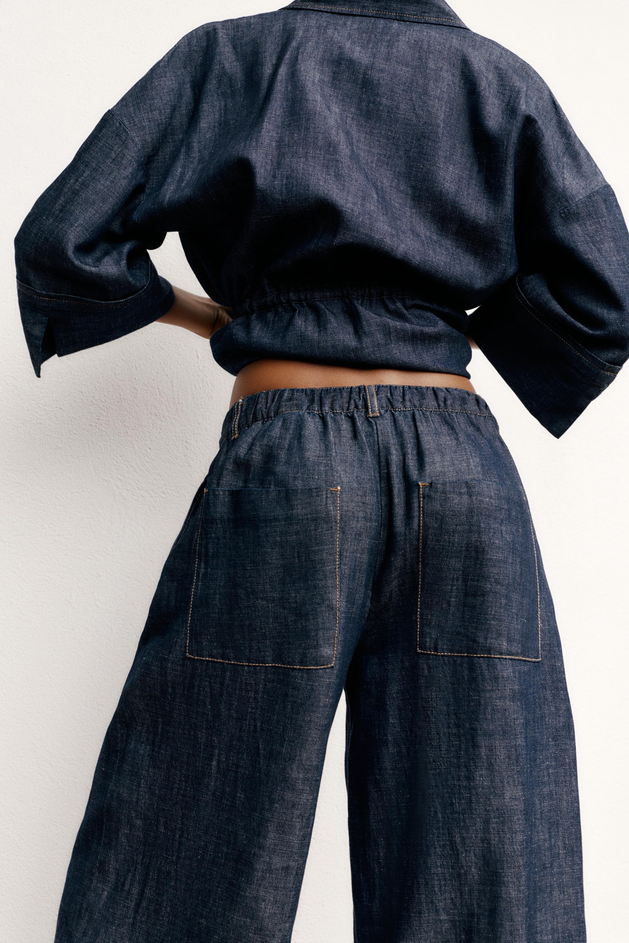 PANTALON LARGE AVEC LIN