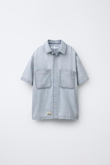 CAMISA DENIM FLUIDA - Azul claro de Zara - Imagen 0