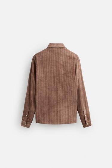 CHEMISE À RAYURES EFFET DÉLAVÉ - Marron de Zara - Image 7