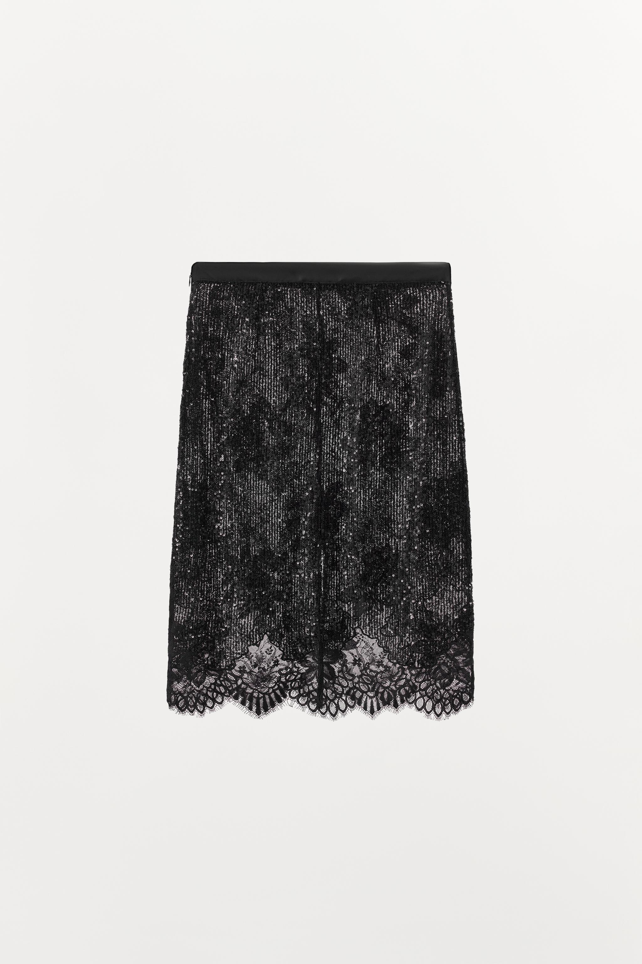 新品タグ付き　COMBINATION LACE TOP Shop Zara SEQUIN LACE COMBINATION SKIRT at Beverly Center in