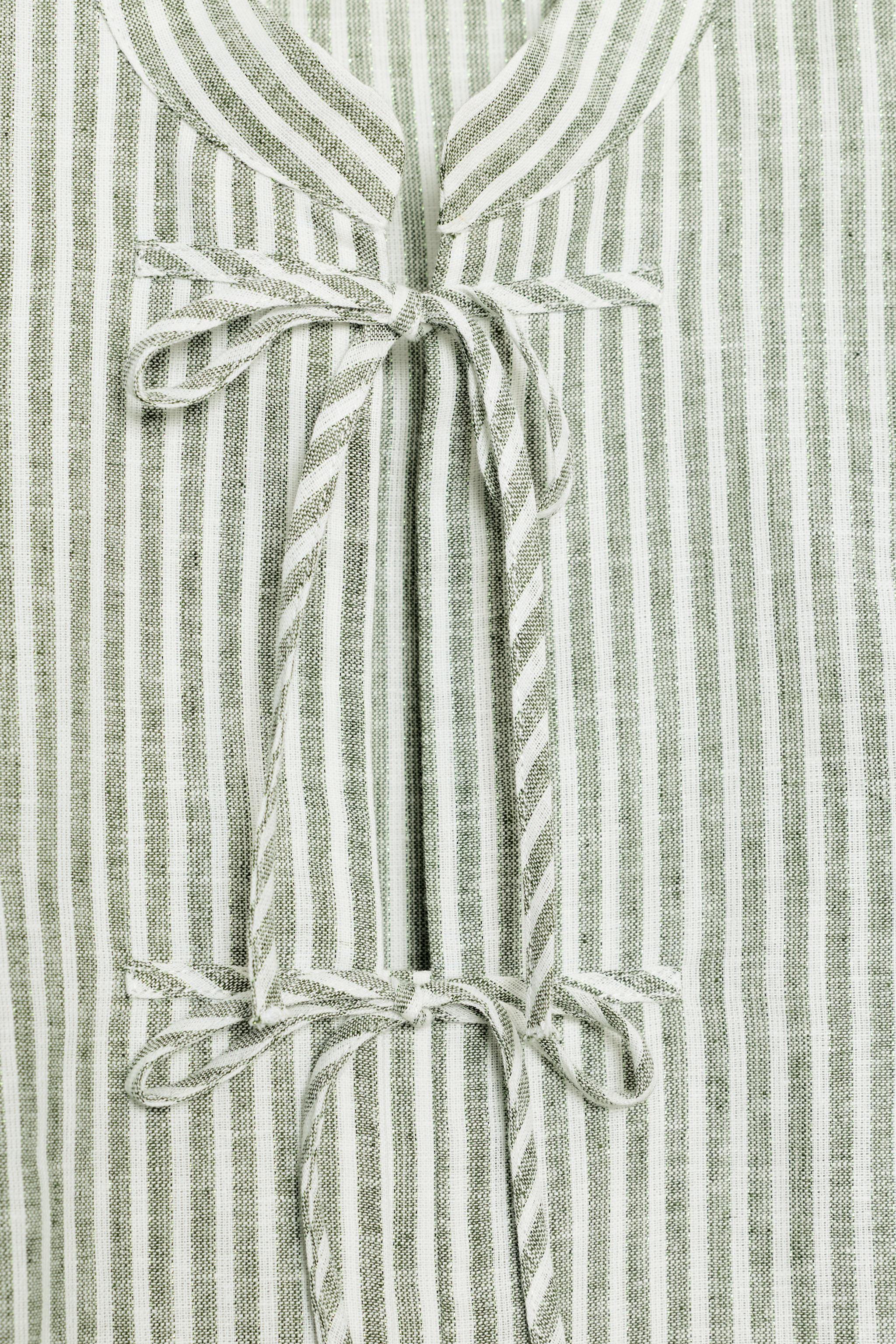 Женские рубашки Zara STRIPED METALLIC THREAD TIE TOP — фото 8
