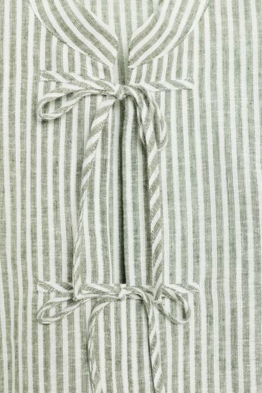 STRIPED TOP WITH METALLIC THREAD BOWS - Green / Ecru by Zara - Image 7