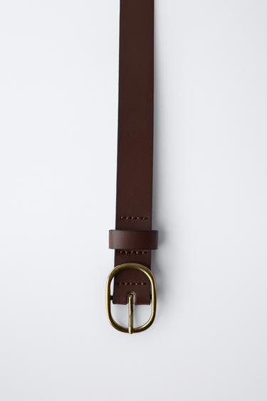 LEATHER BUCKLE BELT - Brown by Zara - Image 2