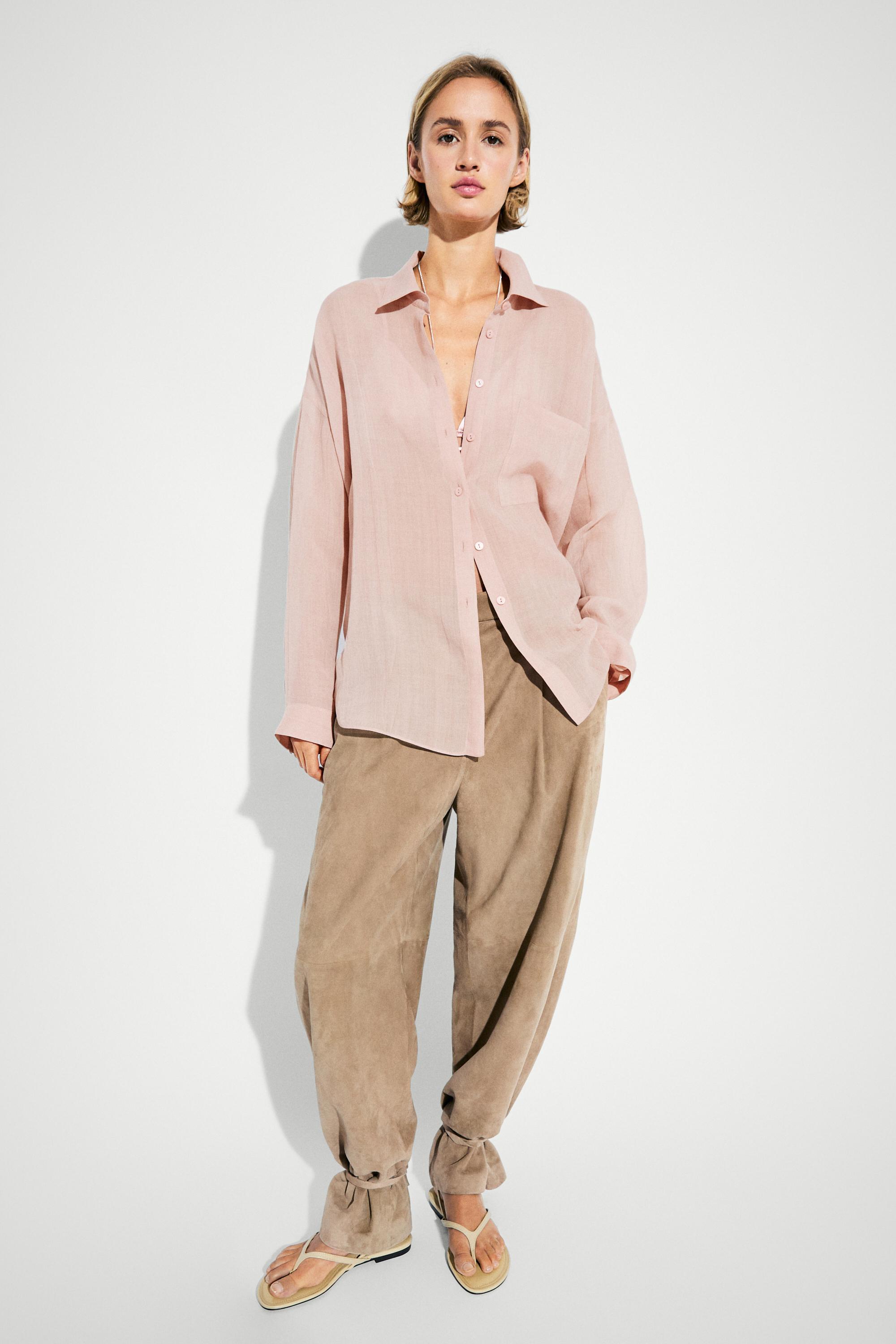 Suede leather pants with tie-detail hems — 553