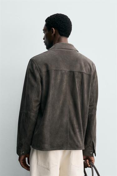 SUEDE LEATHER JACKET - Grey by Zara - Image 2