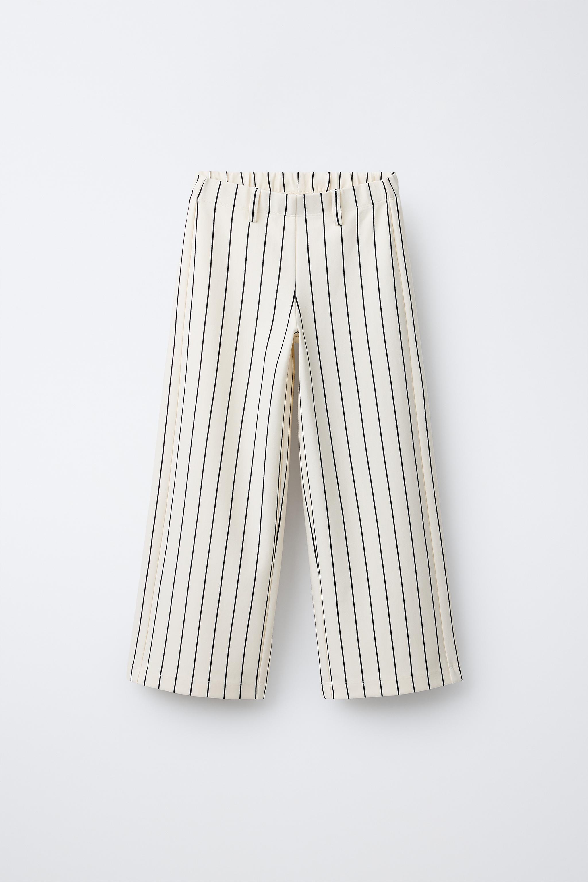 STRIPED PONTE WIDE LEG PANTS