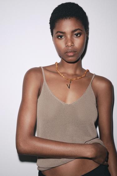 COLLAR BOLAS PIEDRAS - Naranja de Zara - Imagen 0