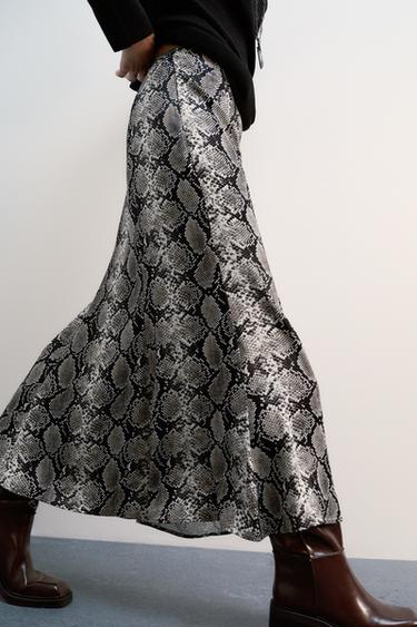 ANIMAL PRINT SATIN MIDI SKIRT - Snake by Zara - Image 4