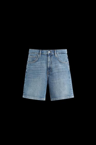 REGULAR FIT DENIM BERMUDA SHORTS - Mid-blue by Zara