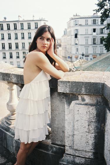 ROBE HALTER À VOLANTS - Blanc de Zara - Image 3