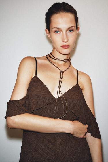 TEXTURED MIDI DRESS - Chocolate by Zara - Image 1