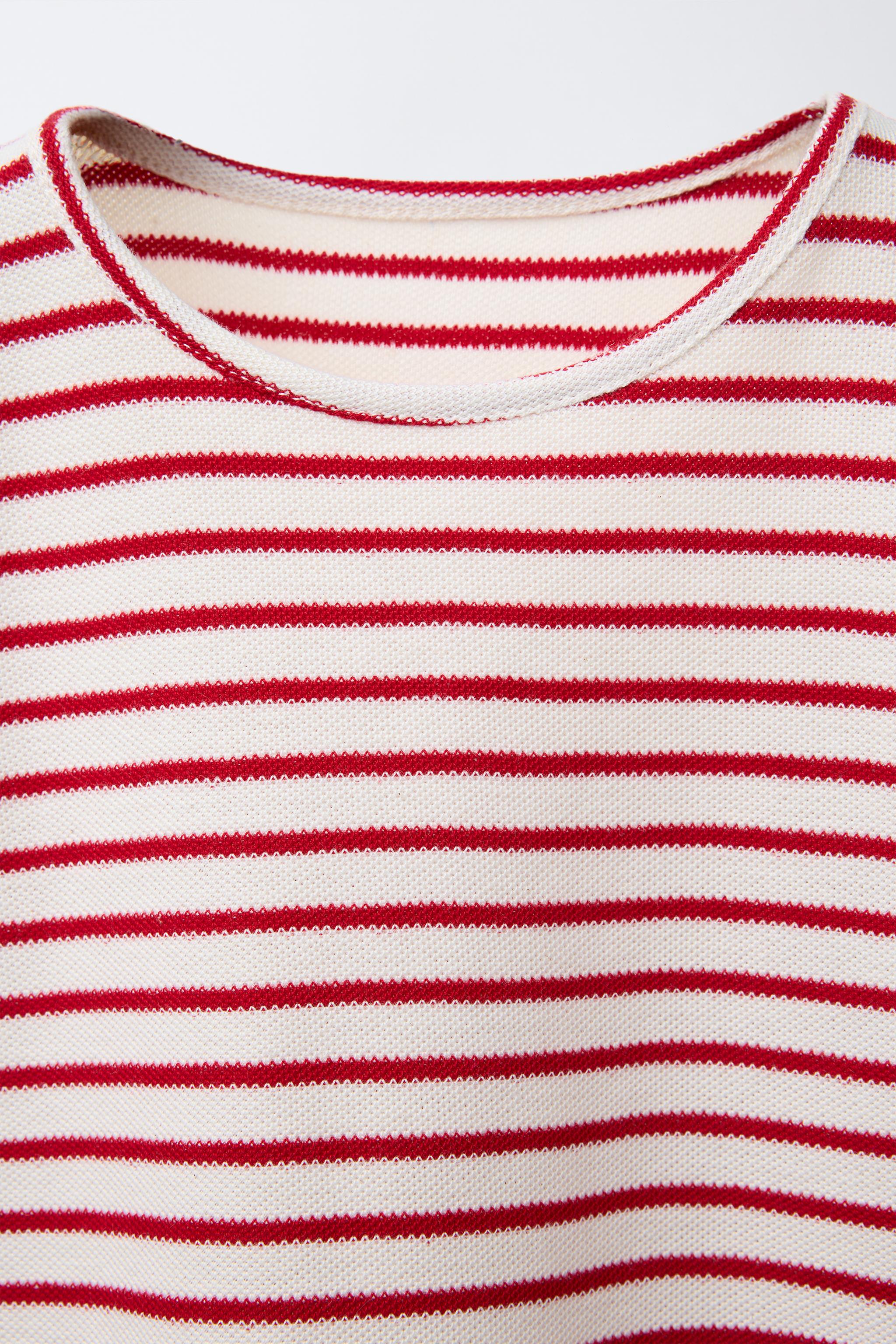 ボーダー柄ピケタンクトップ - レッド | ZARA Japan / 日本